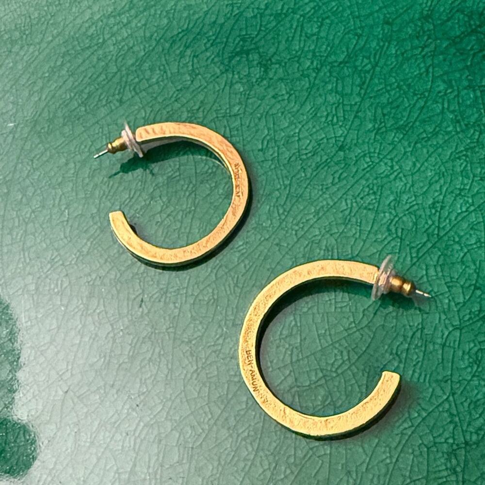 Ben-Amun Flat Hoop Earrings Gold - Picture 3 of 5